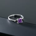 thumbnail image 5 of Gem Stone King 10K White Gold Purple Amethyst and Black Onyx 3 Stone Engagement Ring for Women (0.89 Cttw, Gemstone February Birthstone, Princess Center 5MM, Trillion 3.5MM, Size 5.5), 5 of 5