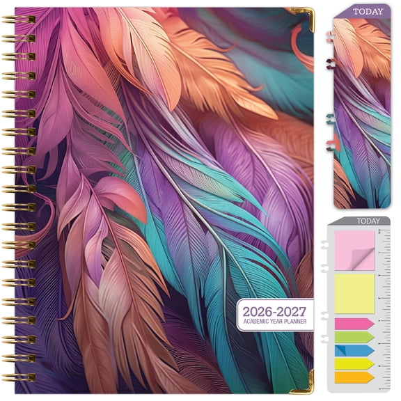 2026-2027 Excello Brands 8.5" x 11" Academic Year Hardcover Fashion Planner, Weekly/Monthly, 14 Month, Pastel Peacock