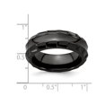 thumbnail image 2 of Mens or Ladies Black Titanium Faceted Edge Wedding Band Ring (8mm), 2 of 4