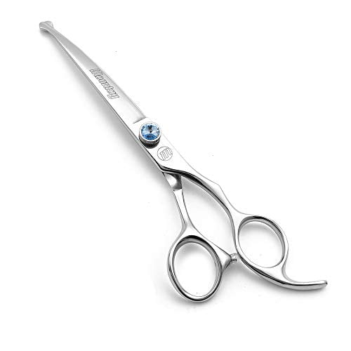 Professional Dog Grooming Straight,Curved,Thinning/Blending/Chunking Scissors Kit,JP-440C Stainless Steel Pet Cat Hair Cutting/Trimming Shears,Silver