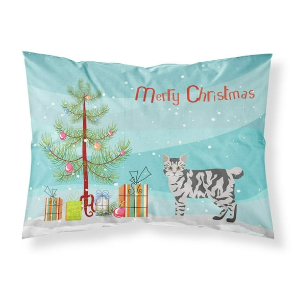 American Bobtail 1 Cat Merry Christmas Fabric Standard Pillowcase