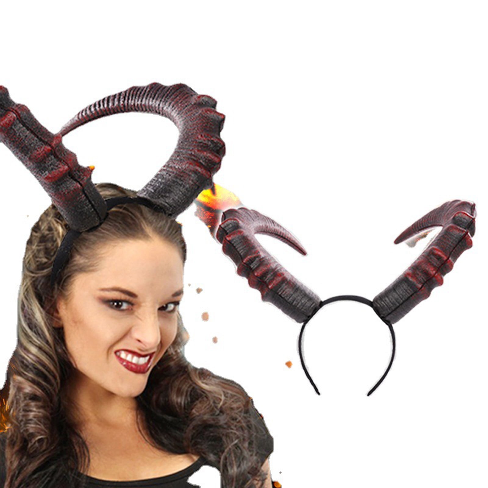 SPRING PARK Artificial Demon Horn Shaped Horns Costume Headband for
