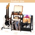 thumbnail image 2 of Vinyl Player Stand, Adjustable Guitar Stand for Acoustic Guitar, Violin, 3-Tier Turntable Stand with Vinyl Storage, Holds Up to 150 Albums, Retro Media Console Table for Living Room, 2 of 7