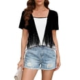 thumbnail image 2 of Camisetas de Manga Larga de las Mujeres Moda Impresa Cuello Redondo Superior, Camisa de Poliéster Casual para Primavera Verano, Sudadera de Manga Corta con Capucha Mujeres, 2 of 7