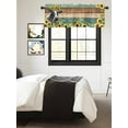 thumbnail image 4 of Kitchen Valances for Window, Farm Cow Sunflower Light Filtering Rod Pocket Valance Curtain, Teal Brown Wood Board &nbsp;Short Curtains Window Topper for Bedroom Bathroom Living Room 42x12in, 4 of 9