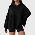 thumbnail image 2 of larppty Womens Oversized Hoodies Sweatshirts Casual Lantern Long Sleeve Drawstring Peplum Hem Loose Hooded Pullover Tops Fall Outfits (Black, XXL), 2 of 6