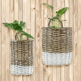 thumbnail image 2 of AuldHome Design Wall Hanging Baskets (Set of 2, Gray w/ White); Woven WIcker Rustic Farmhouse Two-Tone Door Baskets, Small and Medium Size, 2 of 10