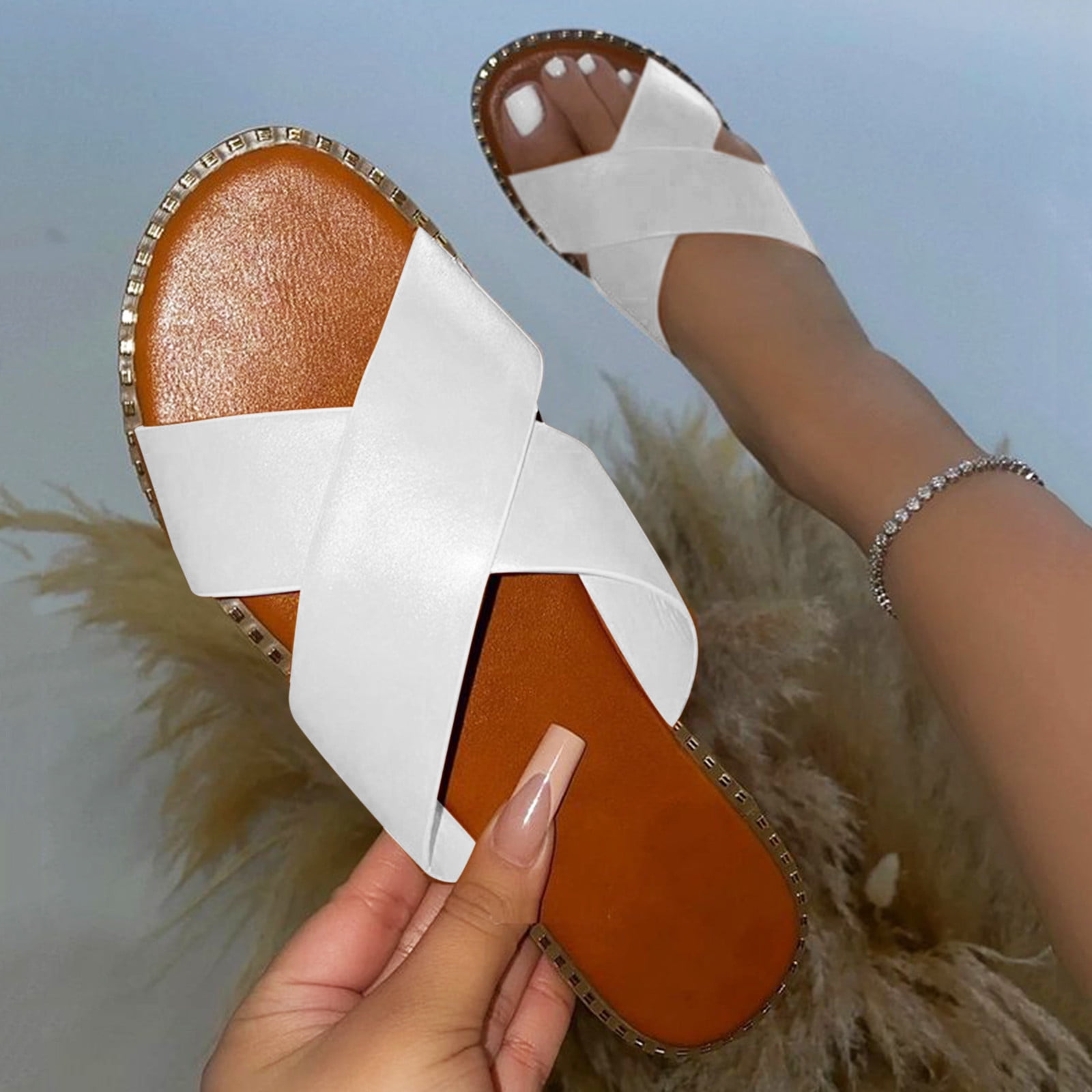 FitFlop Women Leather Tia Sandals Ladies Summer Flat India | Ubuy