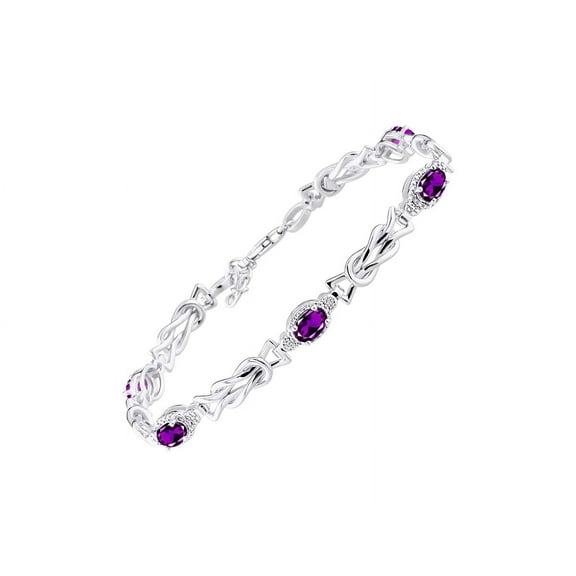 RYLOS Bracelets for Women 925 Sterling Silver Love Knot Tennis Bracelet Gemstone & Diamonds Adjustable to Fit 7"-8" Wrist, 5 - 6X4MM Amethyst Jewelry for Women Friendship Bracelets