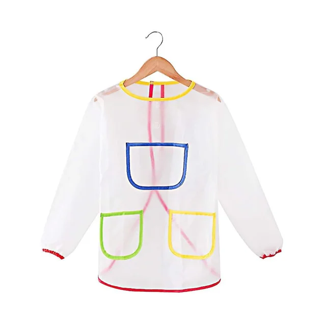 Delantal de pintura para niños, bata de arte impermeable con mangas para pintar, transparente, 1 Uds.