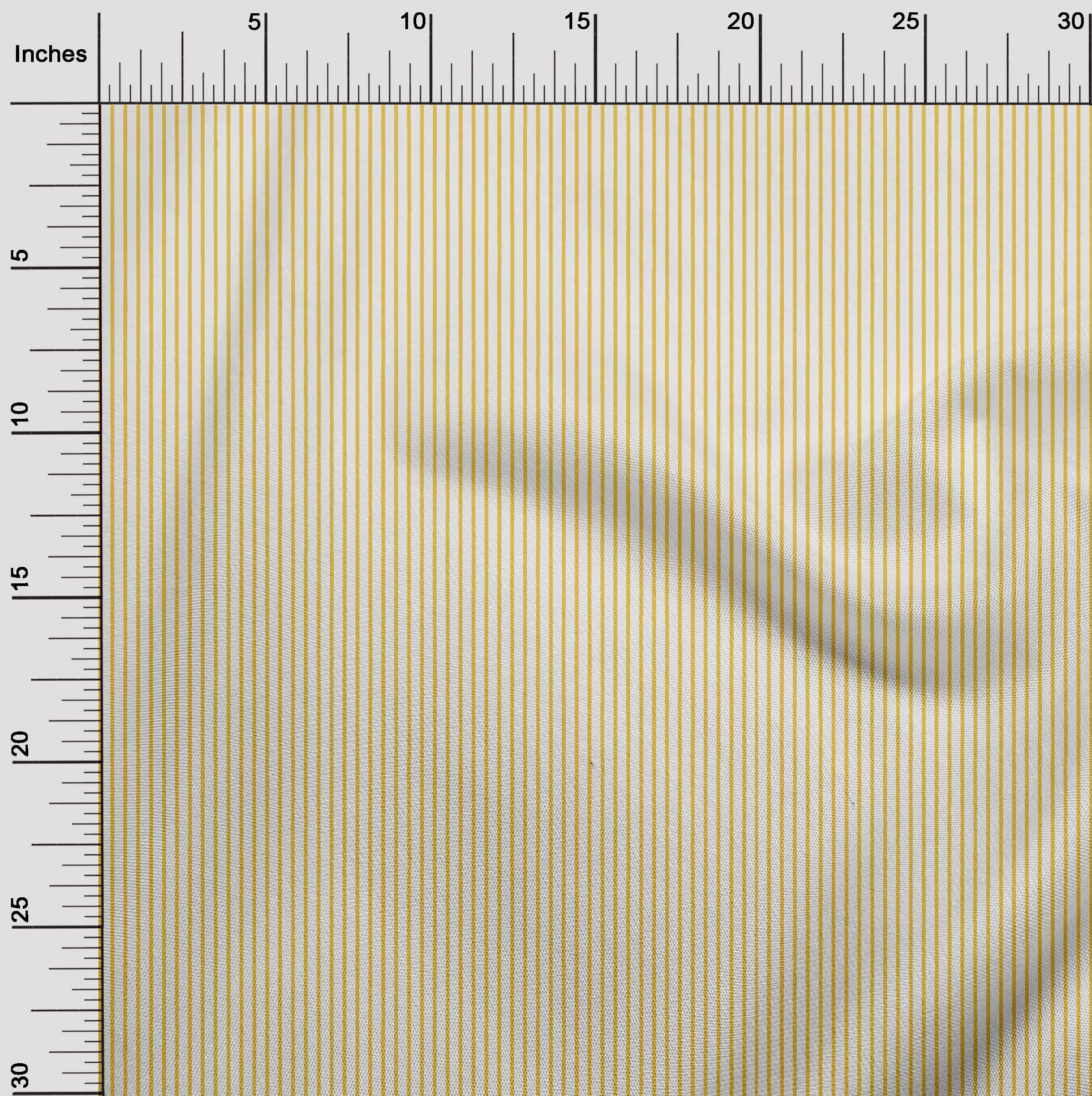 oneOone Cotton Silk Yellow Fabric Stripes Dress Material Fabric Print Fabric By The Yard 42 Inch Wide