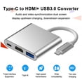 thumbnail image 3 of Tipo C HUB 4K HDMI-compatible con HDMI Adaptador USB 3.0 USB-C3-C3-IN-1 Estación de acoplamiento de aluminio Alquiler de aleación de escritorio Accesorio de computadora Speravity EL005697-00B, 3 of 7