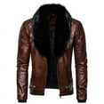 thumbnail image 5 of Primavera y otoño Chaqueta de cuero de motocicleta con remaches y cuello de piel desmontable Punk para hombres europeos y americanos, 5 of 5
