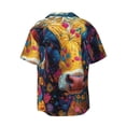 thumbnail image 6 of Daiia Colorful Daisy Sunflower Cow Men's Linen Shirts Short Sleeve Casual Shirts Button Down Shirt for Men Beach Summer Wedding Shirt-Large, 6 of 6