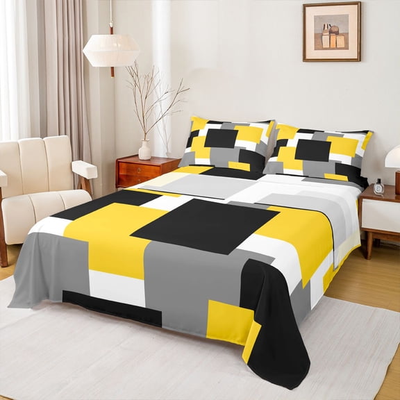 Castle Fairy Children Teens Minimalist Square Twin Sheet Sets,Vintage Geometric Bedding