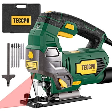 Jigsaw, TECCPO 6.5 Amp 3000 SPM Jig Saw with Laser, 6 Variable Speed, 6 Blades, ±45° Bevel Cutting, 4 Orbital Settings, Pure Copper Motor, with Carrying Case - TAJS01P