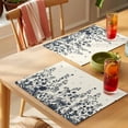 thumbnail image 4 of Navy Botanical Placemats Set of 4 Blue Dragonfly Flower Leaf Retro Style Place Mats Indoor Wipeable Table Mats Washable Cloth Dining Table Placemats for Kitchen Holiday Party Home Decor 13x19 Inch, 4 of 9