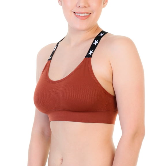 Angelina Seamless Bralette with Star Pattern Elastic Straps (6-Pack)