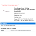 thumbnail image 2 of Rear Bumper Cover Molding - Compatible with 2016 - 2018 Mercedes-Benz GLE350 2017, 2 of 2