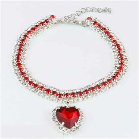 Dog Shiny Rhinestone Collar Cat Heart Diamond Jewelry Necklace Pet Bling Princess Collar Puppy Supplies Chihuahua Accessories