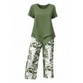 thumbnail image 5 of Enjoytime Two Piece Sets for Women Summer Short Sleeve Tops and Print Capri Pants Lounge Set Summer Vacation Travel Outfits, 5 of 6
