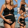 thumbnail image 2 of Maternity Swimwear For Low Back Swimsuit With Adjustable Drawstring And Metallic Detail For Pool Beach/Black/L, 2 of 5
