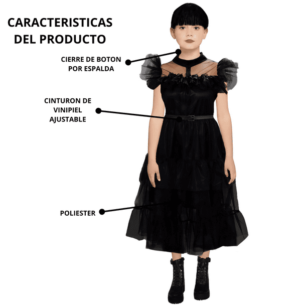 Disfraz Vestido Merlina Addams Fx Costumes Noche de Fiesta Dama