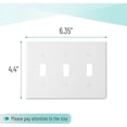 thumbnail image 5 of Bates- Triple Light Switch Wall Plate, 3 Pack, White, Triple Light Switch Cover, Light Switch Cover 3 Gang, 3 Switch Plate Cover, 3 Light Switch Cover Plate, 5 of 7