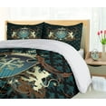 thumbnail image 5 of Ambesonne Medieval Duvet Cover Set, Heraldic Design from Middle Ages Coat of Arms Crown Lions and Swirls, Decorative 3 Piece Bedding Set with 2 Pillow Shams, Queen Size, Teal Black Cinnamon Queen Teal Black Cinnamon, 5 of 7
