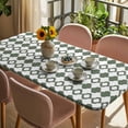 thumbnail image 3 of Vintage Bohemia Table Cloths for 5 Foot Rectangle Tables, Minimalist Abstract Geometric Art Green Patio Waterproof Elastic Fitted Tablecloths, Washable Rectangular Table Cover for Camping, 3 of 8