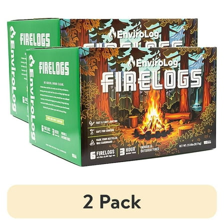 (2 pack) EnviroLog Indoor and Outdoor Fire Wood, 4.3 lb Firelogs, 6 Count
