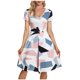 thumbnail image 2 of Moda mujer Casual Sexy cuello en V estampado verano manga corta Botton Mini vestido Fridja  bnh5098, 2 of 6