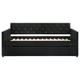 thumbnail image 3 of Pemberly Row Velvet Upholstered Tufted Twin Daybed with Trundle Black, 3 of 8