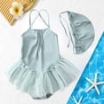 thumbnail image 2 of Gubotare Toddler Swimsuit Girls One Piece Toddler Swimsuit Girl Color Block Stripe One-Piece Swimwear Baby Girl Bathing Suits 4T 5T (Green,4-5 Years), 2 of 7