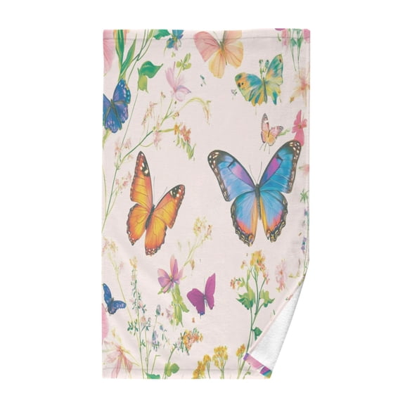 Pure Cotton Face Towel 16x28 Inches Hand Towel Bath Towel Hand Bath Towels Soft Good Water Absorption for Washing Face Wiping Face Pretty Pale Pink Butterfly