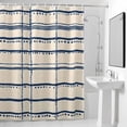 thumbnail image 4 of Blue Beige Stripes Fabric Shower Curtain Abstract Art Washable Shower Curtains for Bathroom, Waterproof Bath Curtain with Hooks Home Decor 36x72in, 4 of 8