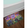 thumbnail image 2 of Psychedelic Bath Mat, Sixties Grunge Marigold Blossom Watercolor Effect Fantasy Garden Art Design, Plush Bathroom Decor Mat with Non Slip Backing, 29.5" X 17.5", Multicolor, by Ambesonne, 2 of 2