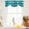 thumbnail image 3 of Green Tie Up Valance Curtains for Windows, Kitchen Curtains Window Treatments, Modern Geometric Fish Scale Abstract Moroccan Short Window Shades Valances for Bedroom Bathroom Cafe 54"x18", 3 of 8