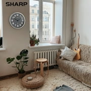 Sharp Atomic Analog Wall Clock - 12 Grey Face Silver Finish Auto Set Battery Opp Modern Design