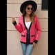 thumbnail image 5 of Suéter Tipo Cárdigan Abierto con Ribete para Mujer, Cárdigan de Punto de Larga, Informal, para Otoño e Invierno Rosa Roja S, 5 of 10