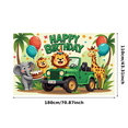 thumbnail image 6 of Cute Animal Themed Happy Birthday Backdrop Banner with Jungle Elements Party Supplies Photo Booth Props Kids Birthday Decoration Party Decorations, 6 of 7