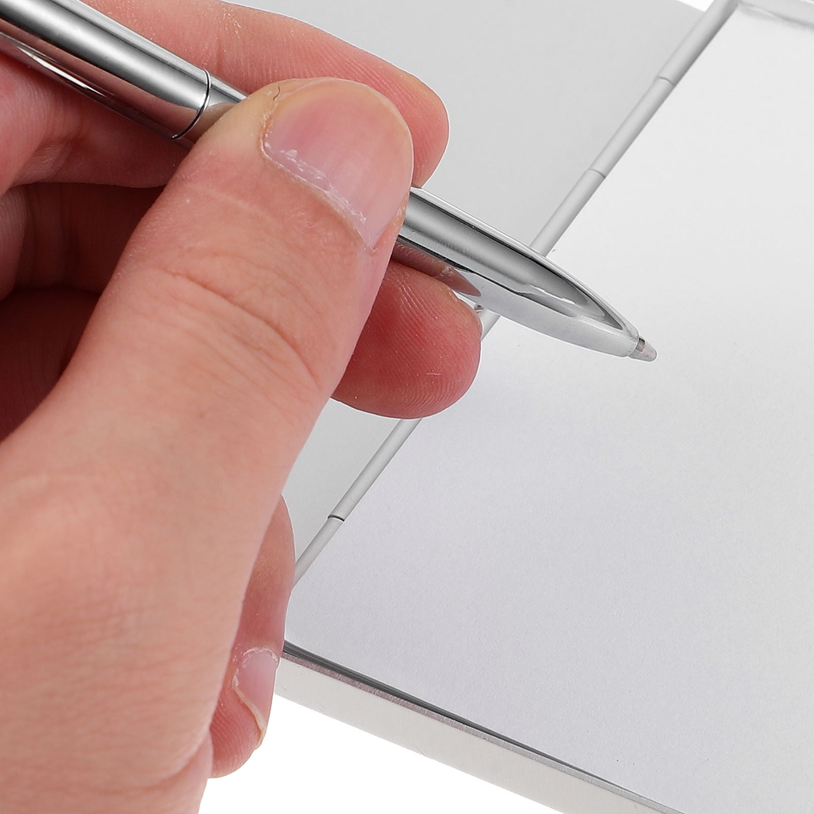NUOLUX Office Use Metal Pocket Notebook with Pen Plated Silver Aluminum Cover with Blank Pages