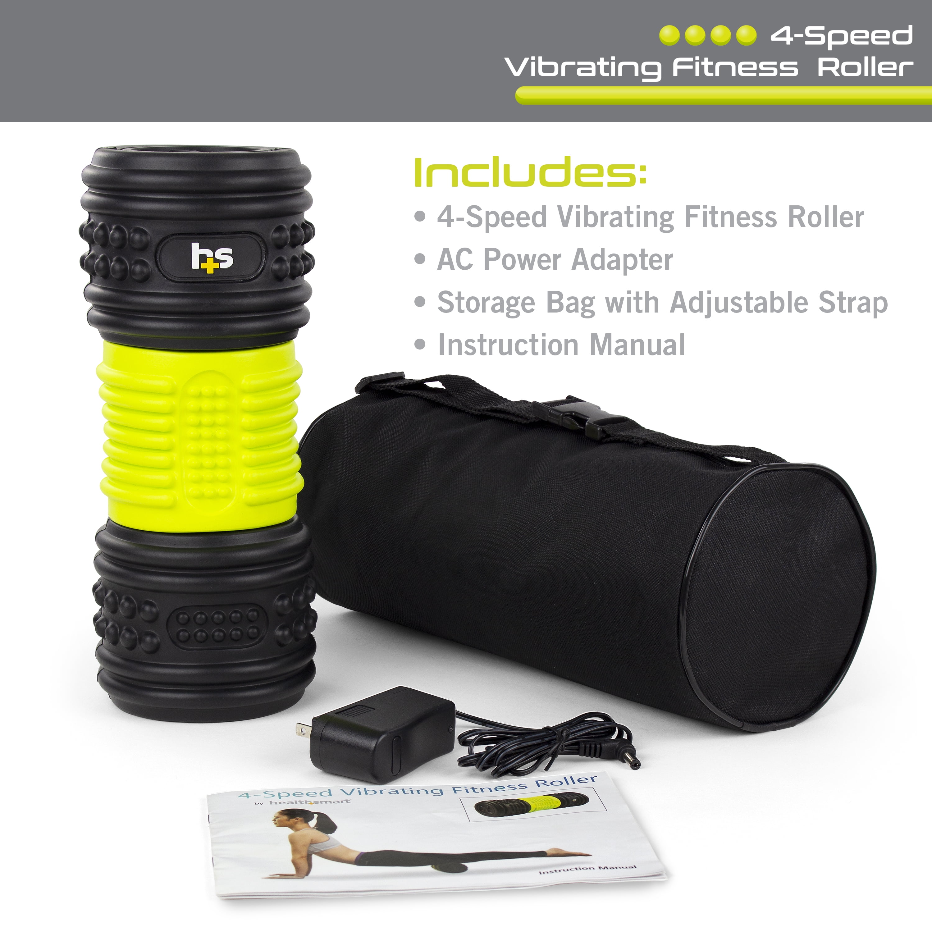 HealthSmart 4-Speed Vibrating Foam Roller for Physical Therapy & Workout