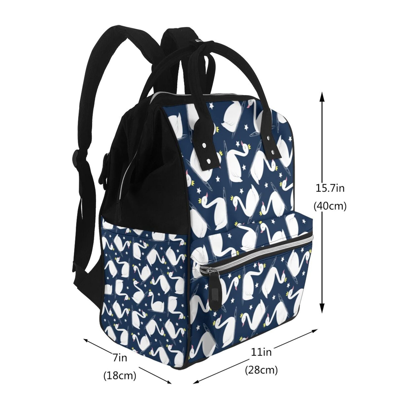 Ratiio Swan Mummy Backpack - Waterproof Twill Canvas, Large Capacity Diaper Bag with Multiple Pockets and Adjustable Straps