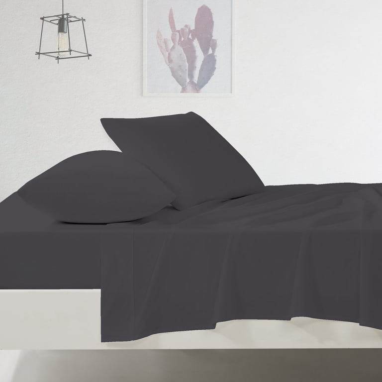 100% Cotton Sateen Queen Sheet Set, 4-Piece, Dark Gray photo 6
