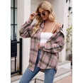 thumbnail image 6 of Womens Classic Button Down Plaid Flannel Shirts Long Sleeve Oversized Casual Business Blouse Tops, 6 of 9