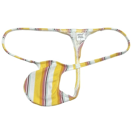 Botmois Men s Thongs Mini Bikini Briefs Soft Low-rise G-String Ultrathin Pouch Tangas Micro Hipster Comfortable T-Back Panties Underwear Orange Stripe X