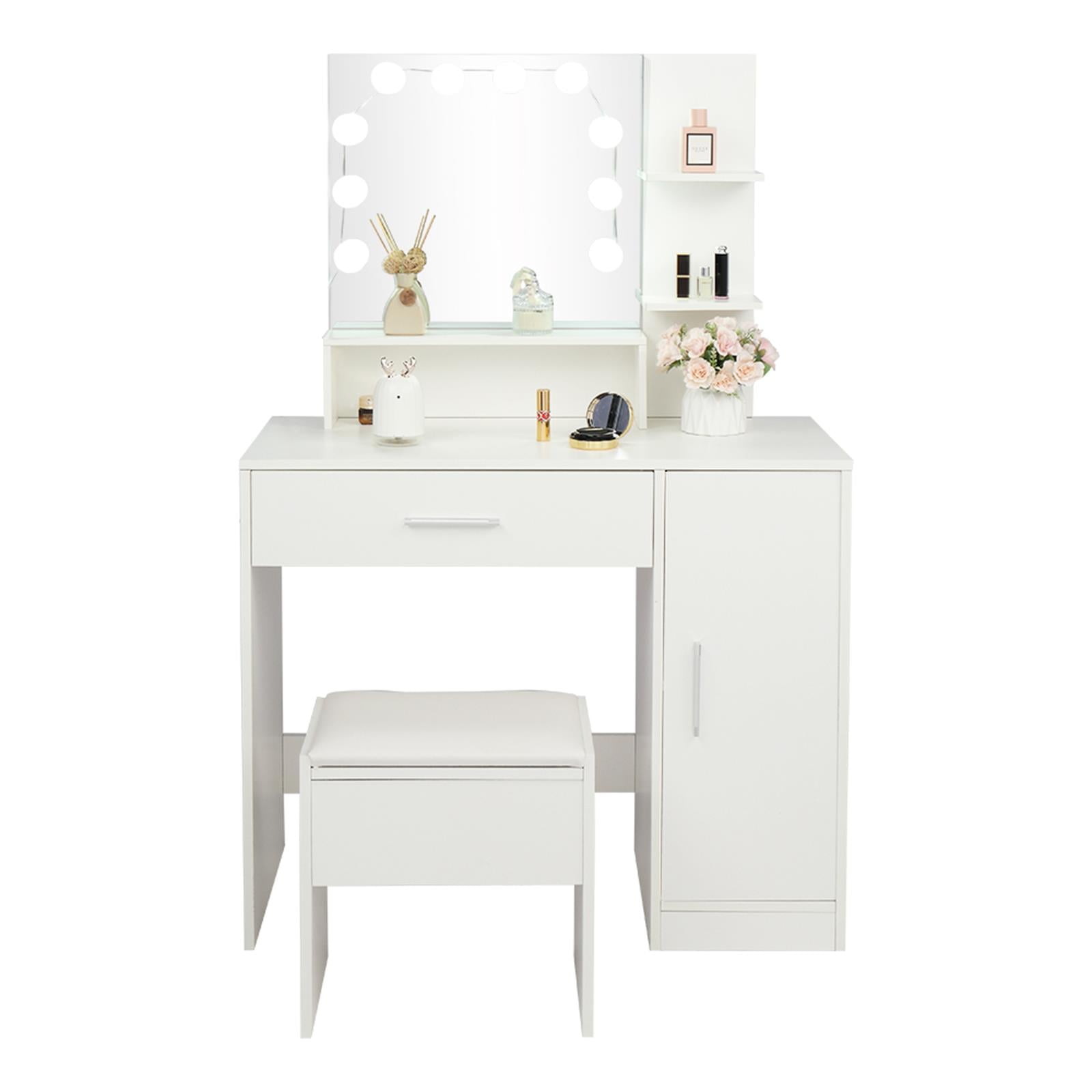 Ktaxon Vanity Set With Lighted Mirror, Makeup Vanity And Storage