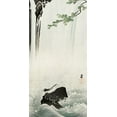 thumbnail image 2 of Koson, Ohara 9x14 White Modern Wood Framed Museum Art Print Titled - Japanese wagtail at waterfall, 2 of 4