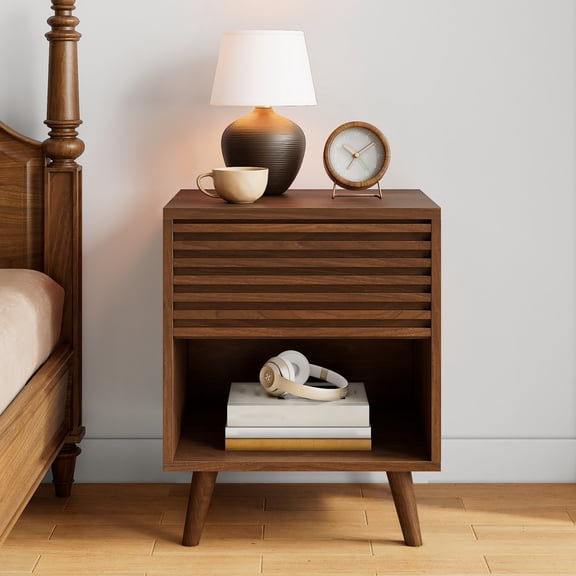 Night Stand Nightstands With Drawer Storage Bed Side Table End Table Large Modern Wood Wide Bedside Stand Mid Century Night Stands For Bedroom Living Room Sofa Couch Office (brown)